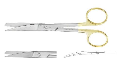 TC ножиці вигнуті гострі/тупі 145 мм